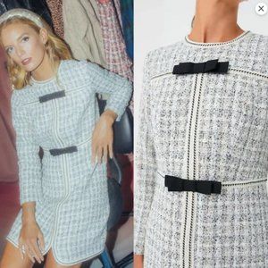 Tuckernuck NWT Bow Tweed Brigitta Long Sleeve Mini Dress Size S